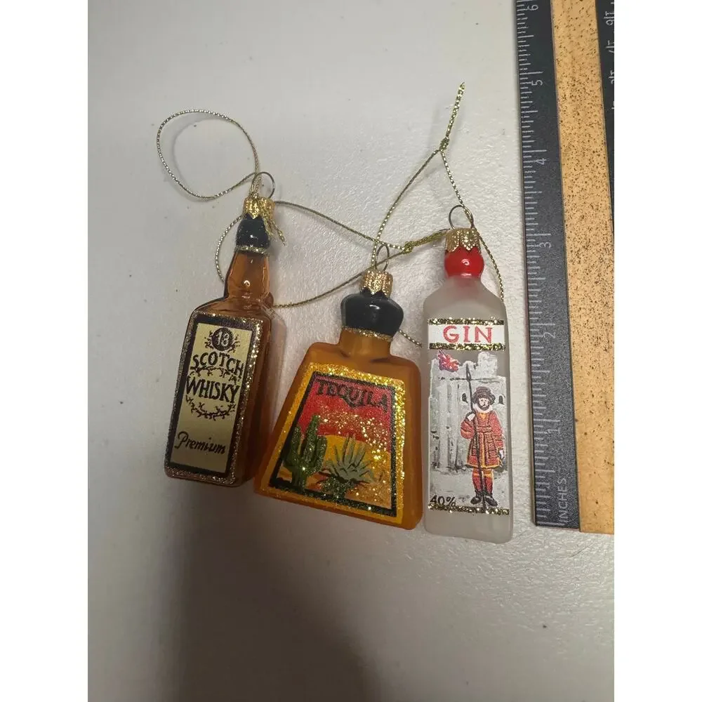 Sur La Table Glass Spirits Christmas Ornaments Set of 3 Hand Painted Poland